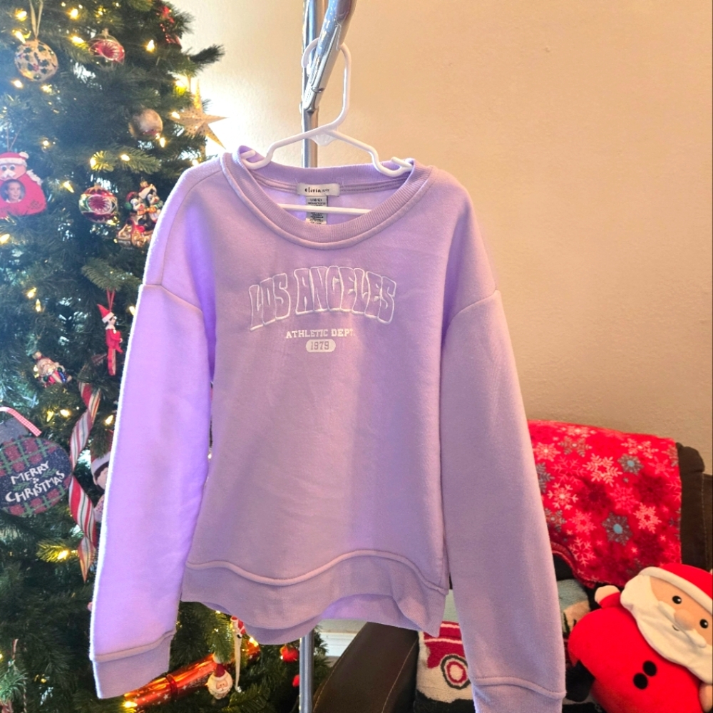 🖤5/$25🐝 Girls Boutique 10/12 (L) Sweatshirt Lavender LA Olivia Kay NWOT